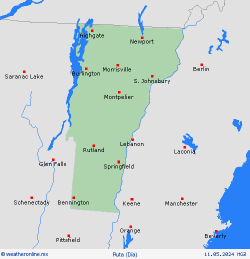 estado de la vía Vermont Norteamérica Mapas de pronósticos