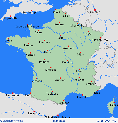 estado de la vía Francia Europa Mapas de pronósticos