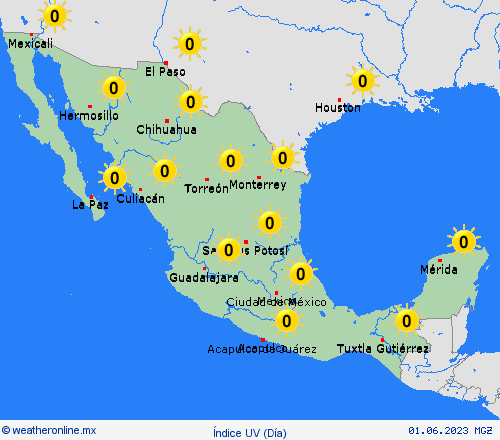 índice uv  México Mapas de pronósticos