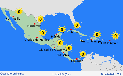 índice uv  Centroamérica Mapas de pronósticos