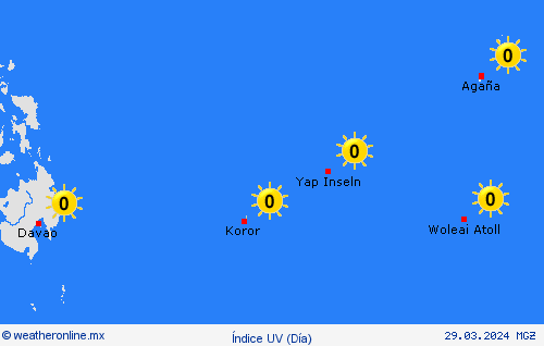 índice uv Palaos Oceanía Mapas de pronósticos