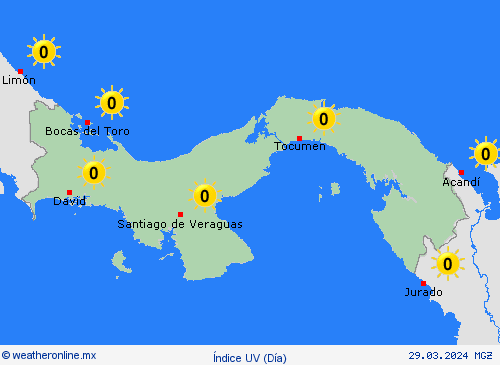 índice uv Panamá Centroamérica Mapas de pronósticos