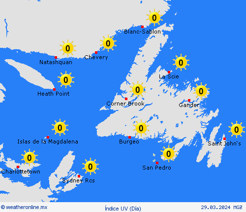 índice uv San Pedro y Miquelón Norteamérica Mapas de pronósticos