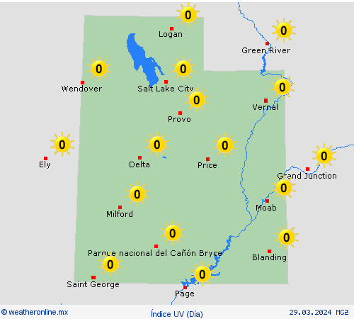 índice uv Utah Norteamérica Mapas de pronósticos
