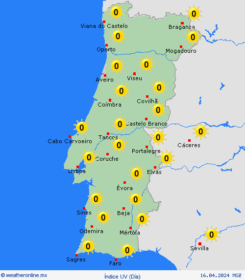 índice uv Portugal Europa Mapas de pronósticos