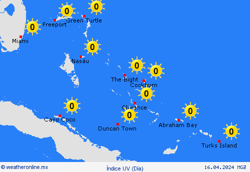 índice uv Bahamas Centroamérica Mapas de pronósticos