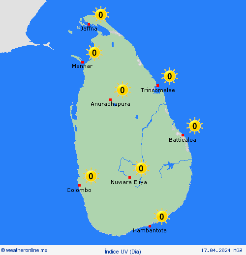 índice uv Sri Lanka Asia Mapas de pronósticos