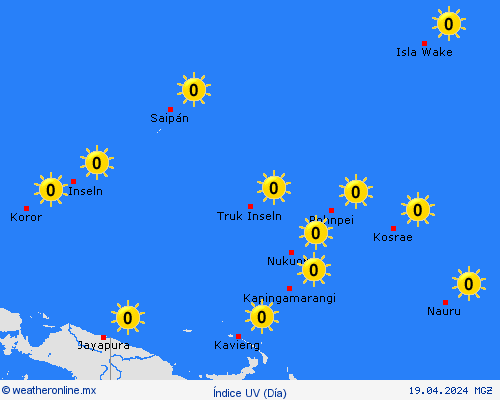 índice uv Nauru Oceanía Mapas de pronósticos