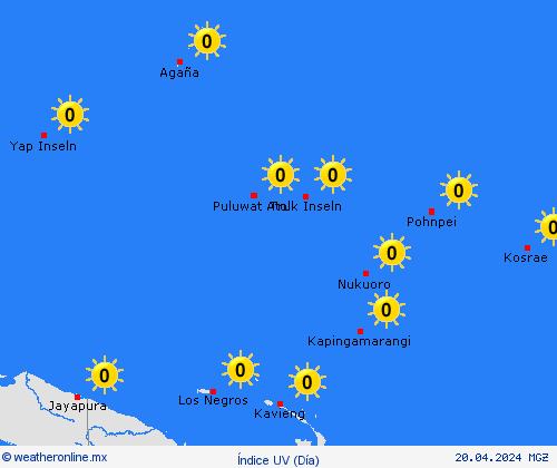 índice uv Micronesia Oceanía Mapas de pronósticos