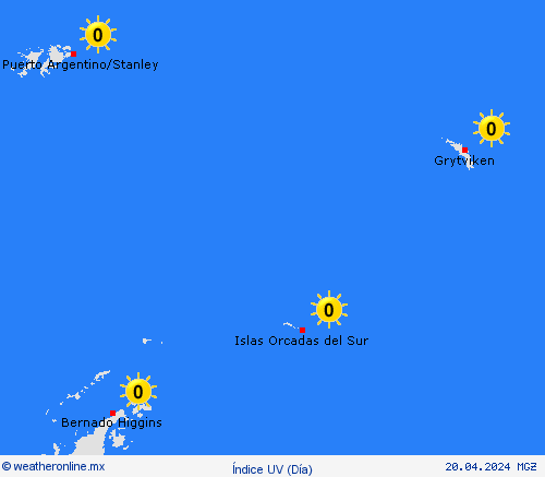 índice uv Islas Orcadas del Sur Suramérica Mapas de pronósticos
