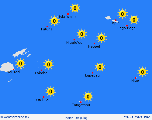 índice uv Samoa Americana Oceanía Mapas de pronósticos