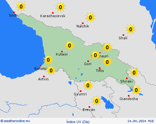 índice uv Georgia Asia Mapas de pronósticos