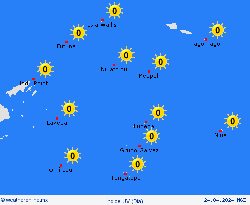 índice uv Tonga Oceanía Mapas de pronósticos