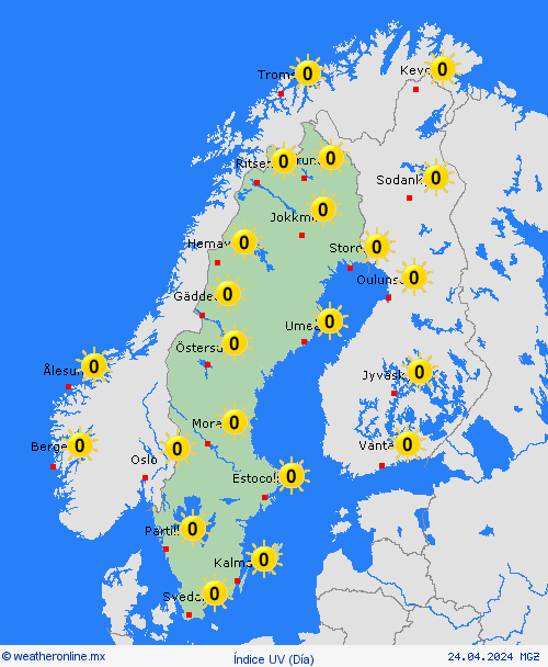 índice uv Suecia Europa Mapas de pronósticos