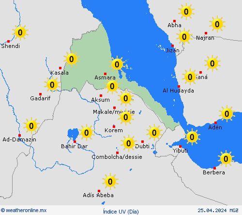 índice uv Eritrea África Mapas de pronósticos
