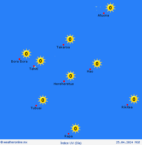 índice uv Polinesia Francesa Oceanía Mapas de pronósticos