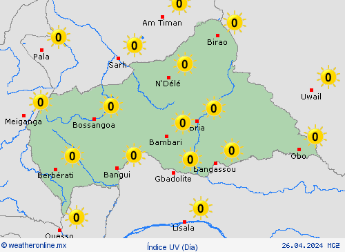 índice uv República Centroafricana África Mapas de pronósticos