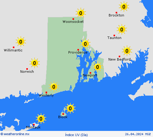 índice uv Rhode Island Norteamérica Mapas de pronósticos