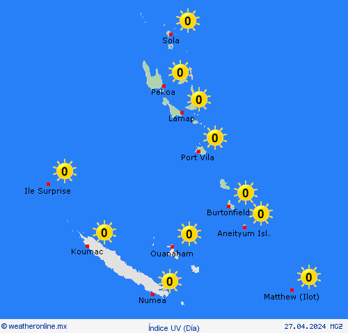 índice uv Vanuatu Oceanía Mapas de pronósticos