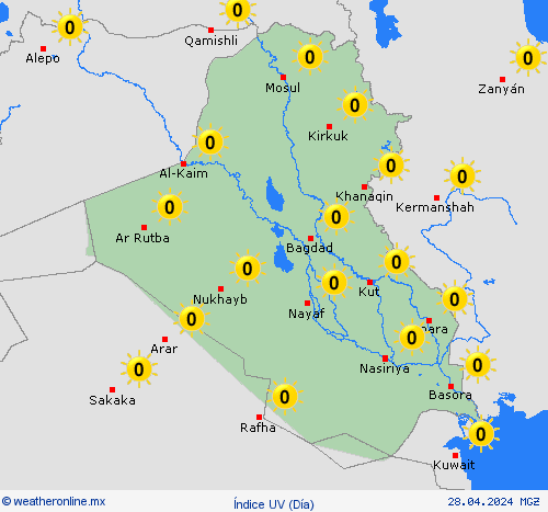 índice uv Irak Asia Mapas de pronósticos