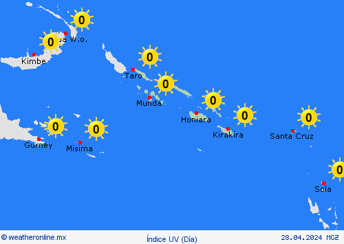 índice uv Islas Salomón Oceanía Mapas de pronósticos