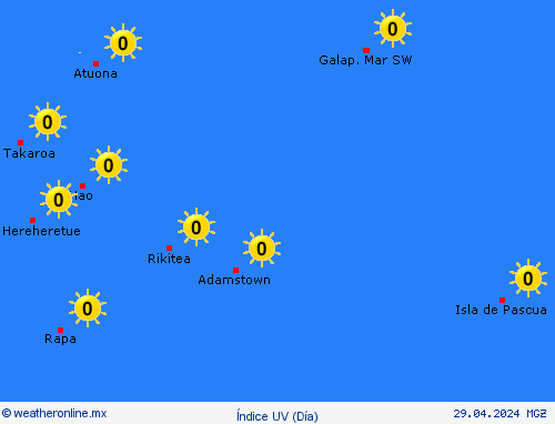 índice uv Islas Pitcairn Oceanía Mapas de pronósticos
