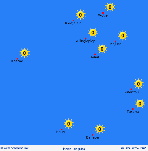 índice uv Islas Marshall Oceanía Mapas de pronósticos