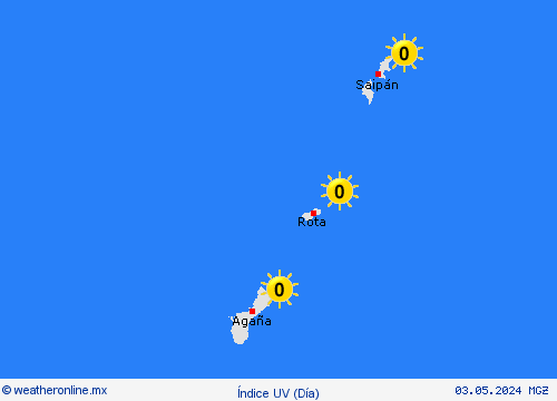 índice uv Islas Marianas Oceanía Mapas de pronósticos