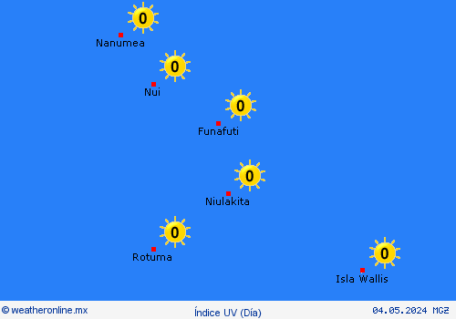 índice uv Tuvalu Oceanía Mapas de pronósticos