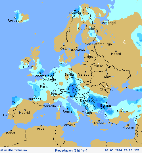 Precipitación (3 h) Mapas de pronósticos