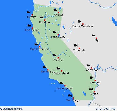 cámara web California Norteamérica Mapas de pronósticos
