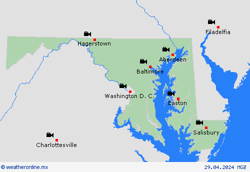 cámara web Maryland Norteamérica Mapas de pronósticos