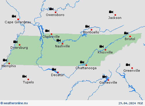 cámara web Tennessee Norteamérica Mapas de pronósticos
