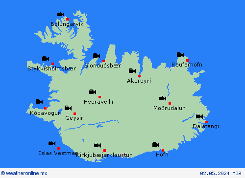 cámara web Islandia Europa Mapas de pronósticos