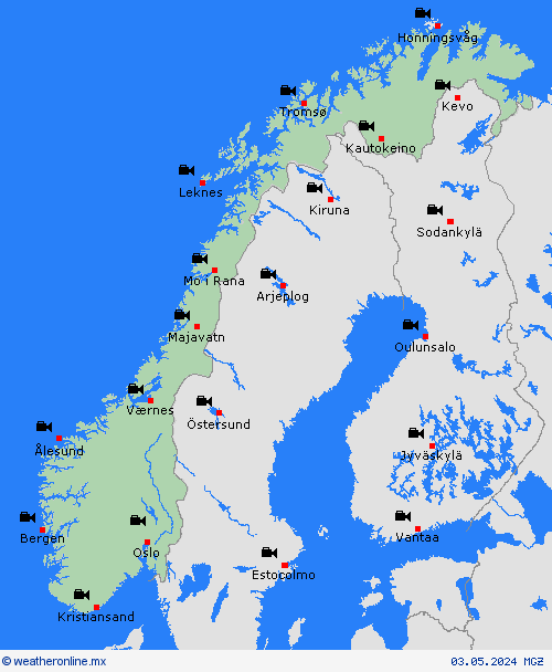 cámara web Noruega Europa Mapas de pronósticos