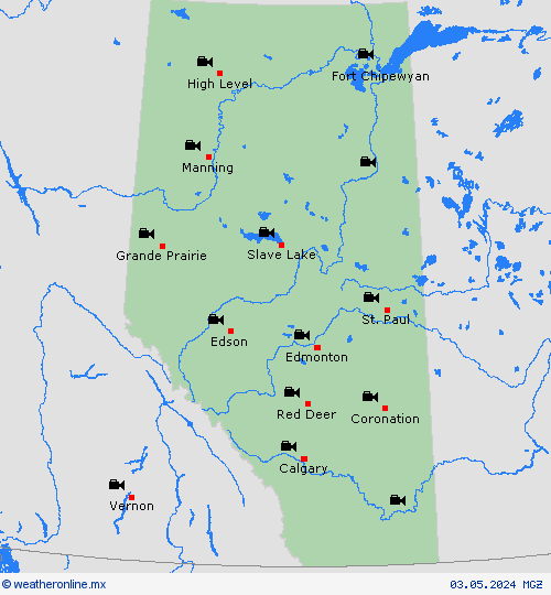 cámara web Alberta Norteamérica Mapas de pronósticos