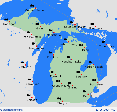 cámara web Míchigan Norteamérica Mapas de pronósticos