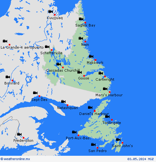 cámara web Isla de Terranova Norteamérica Mapas de pronósticos