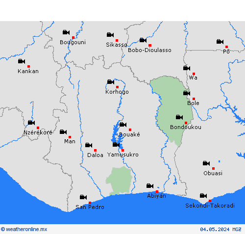 cámara web Costa de Marfil África Mapas de pronósticos