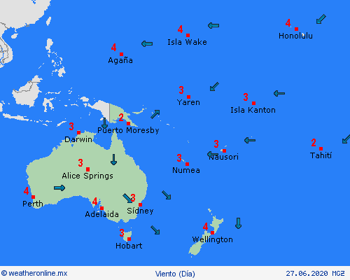 viento  Oceanía Mapas de pronósticos