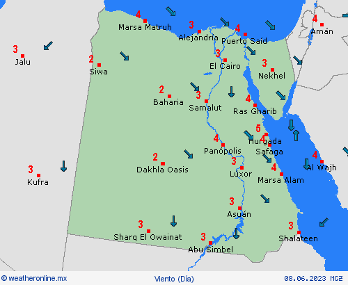 viento Egipto África Mapas de pronósticos