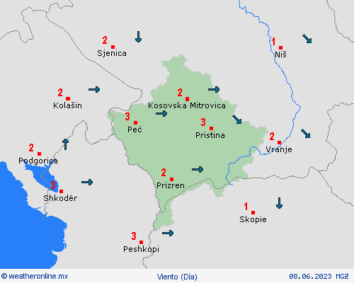 viento Kosovo Europa Mapas de pronósticos