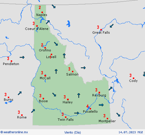 viento Idaho Norteamérica Mapas de pronósticos