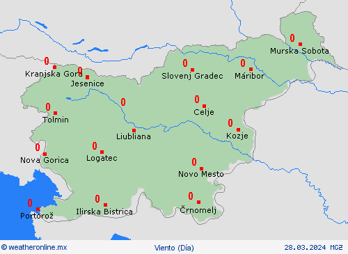 viento Eslovenia Europa Mapas de pronósticos