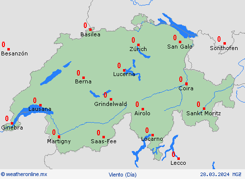 viento Suiza Europa Mapas de pronósticos