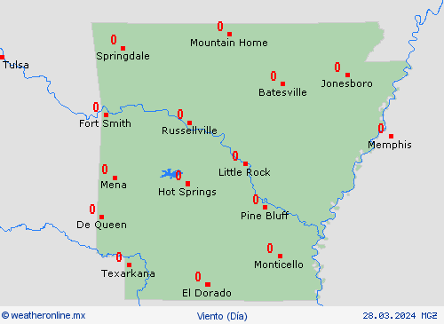 viento Arkansas Norteamérica Mapas de pronósticos
