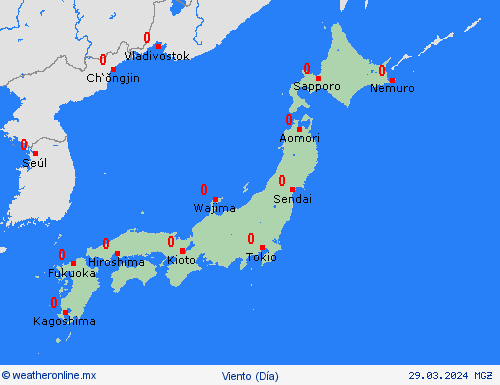 viento Japón Asia Mapas de pronósticos
