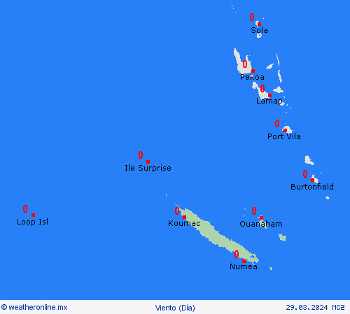 viento Nueva Caledonia Oceanía Mapas de pronósticos