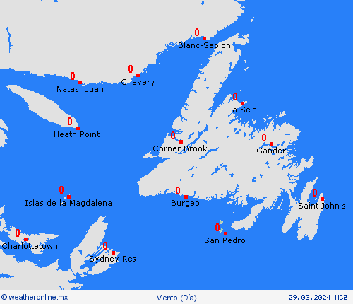 viento San Pedro y Miquelón Norteamérica Mapas de pronósticos