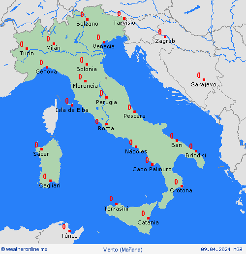 viento Italia Europa Mapas de pronósticos
